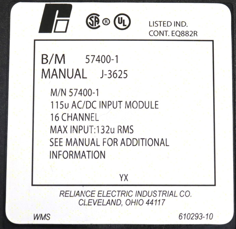 57C400A By Reliance Electric 57400-1 16ch 115u AC/DC Input Module AutoMax