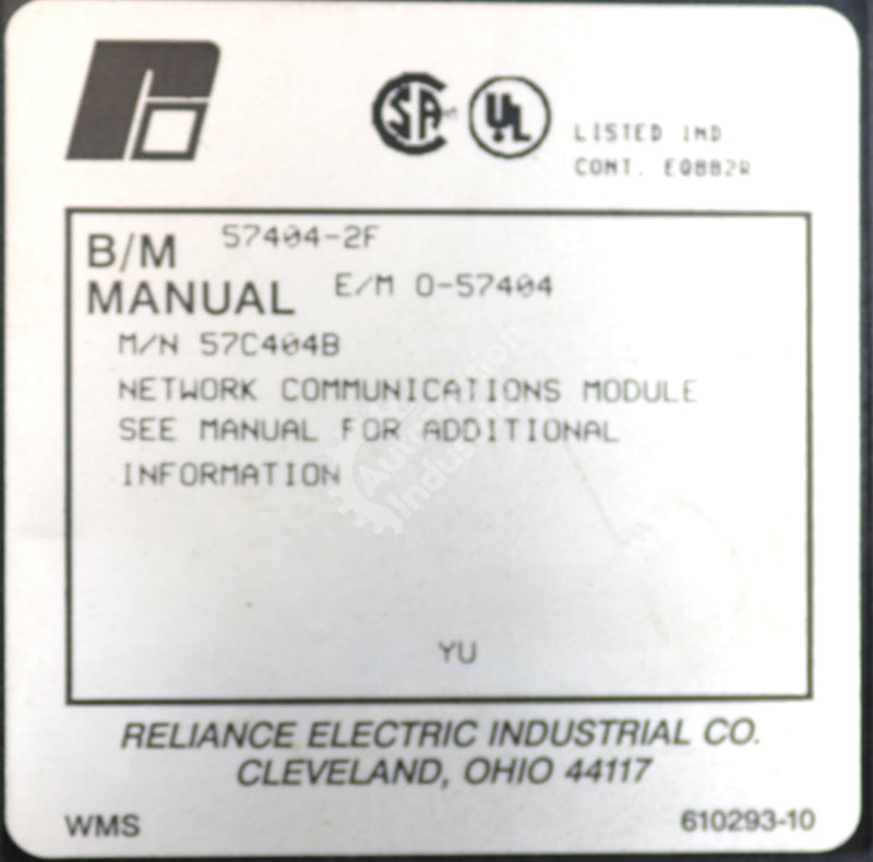 57C404B By Reliance Electric Network Communications Module AutoMax