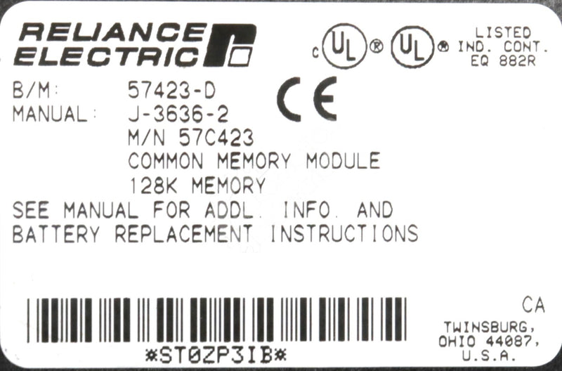 57C423 By Reliance Electric 128K Common Memory Module AutoMax