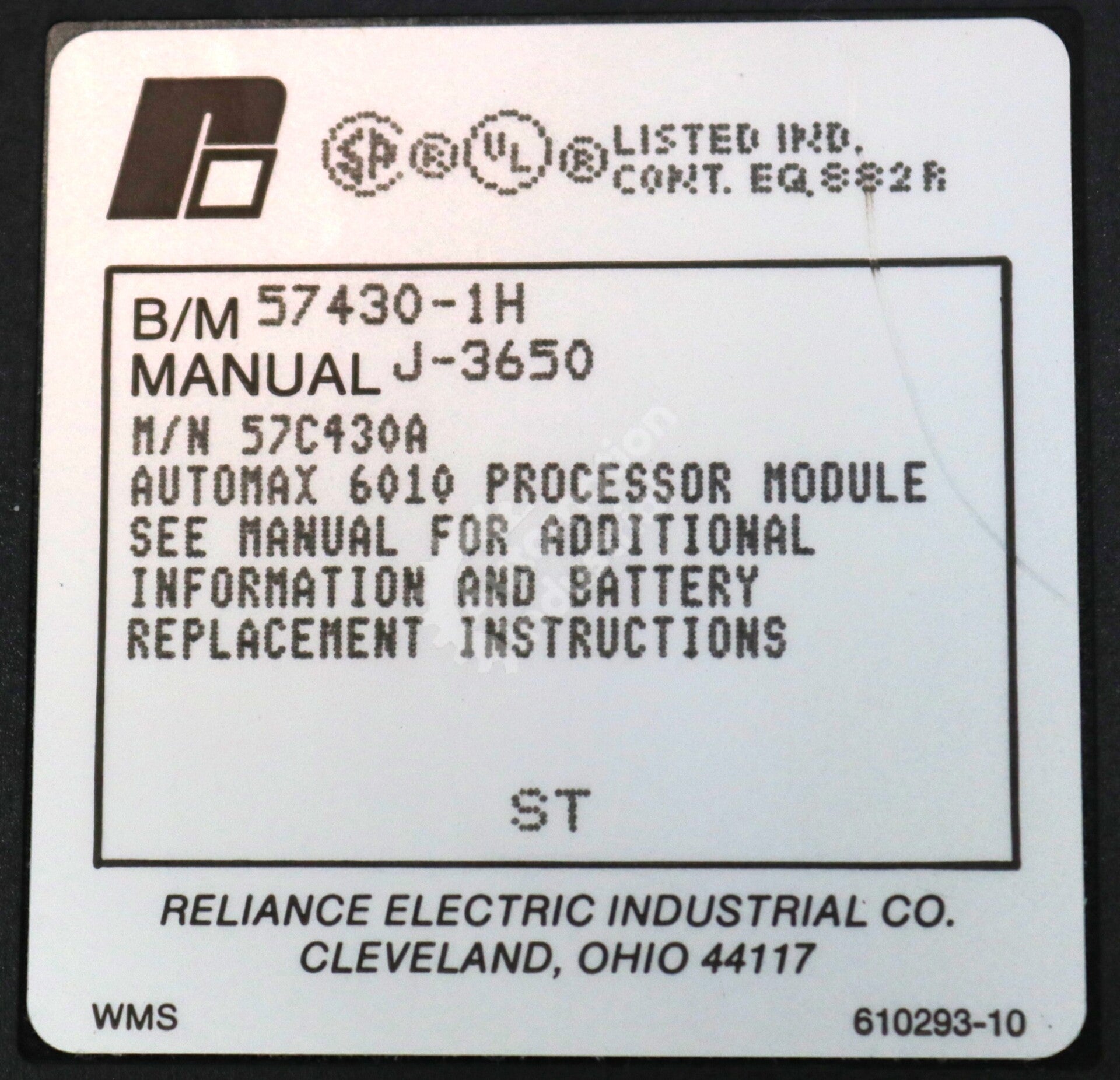 57C430A By Reliance Electric 6010 Processor Module Automax