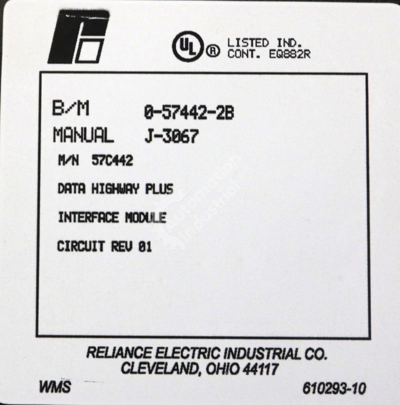 57C442B By Reliance Electric 57442-2B Data Highway Plus Interface Module AutoMax