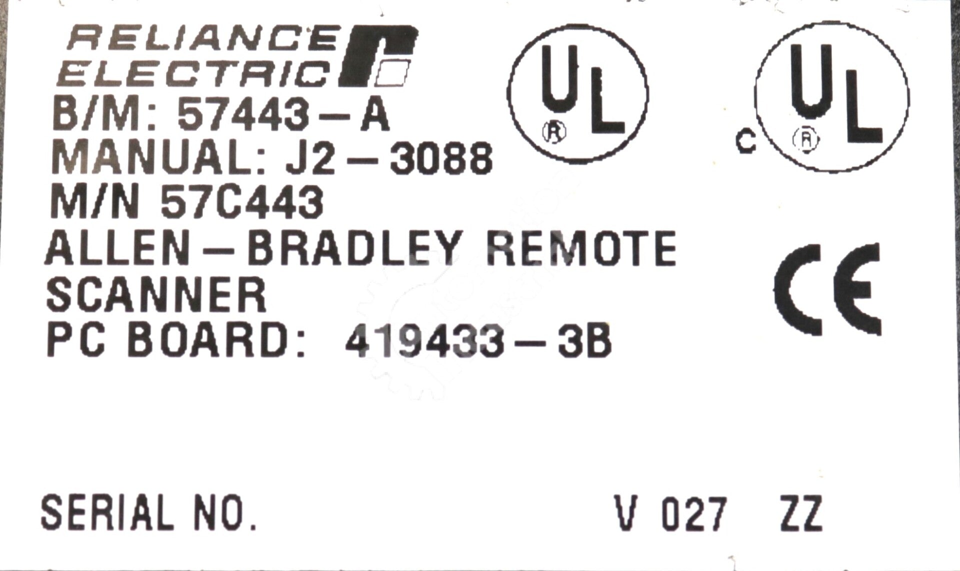 57C443 By Reliance Electric A-B RIO Remote I/O Scanner Interface Module AutoMax