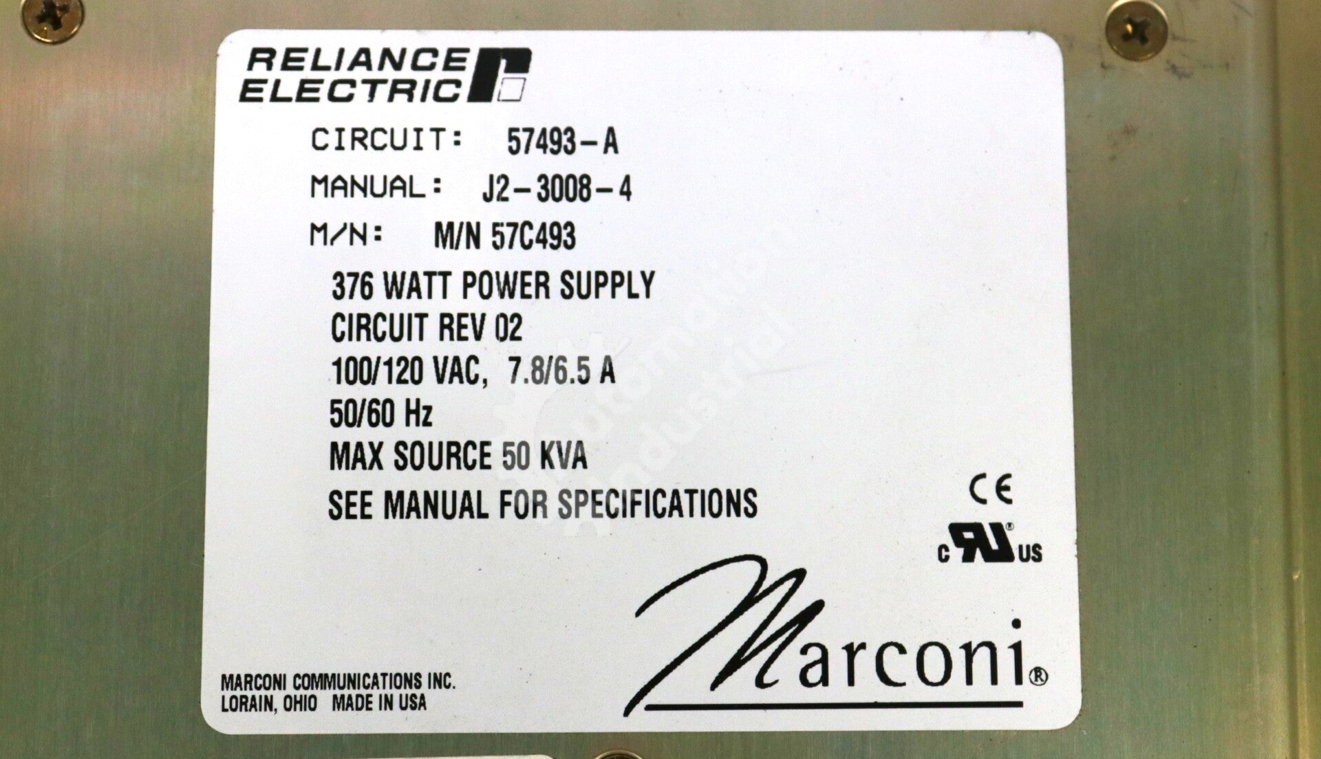 57C493 By Reliance Electric 376W Power Supply Module AutoMax