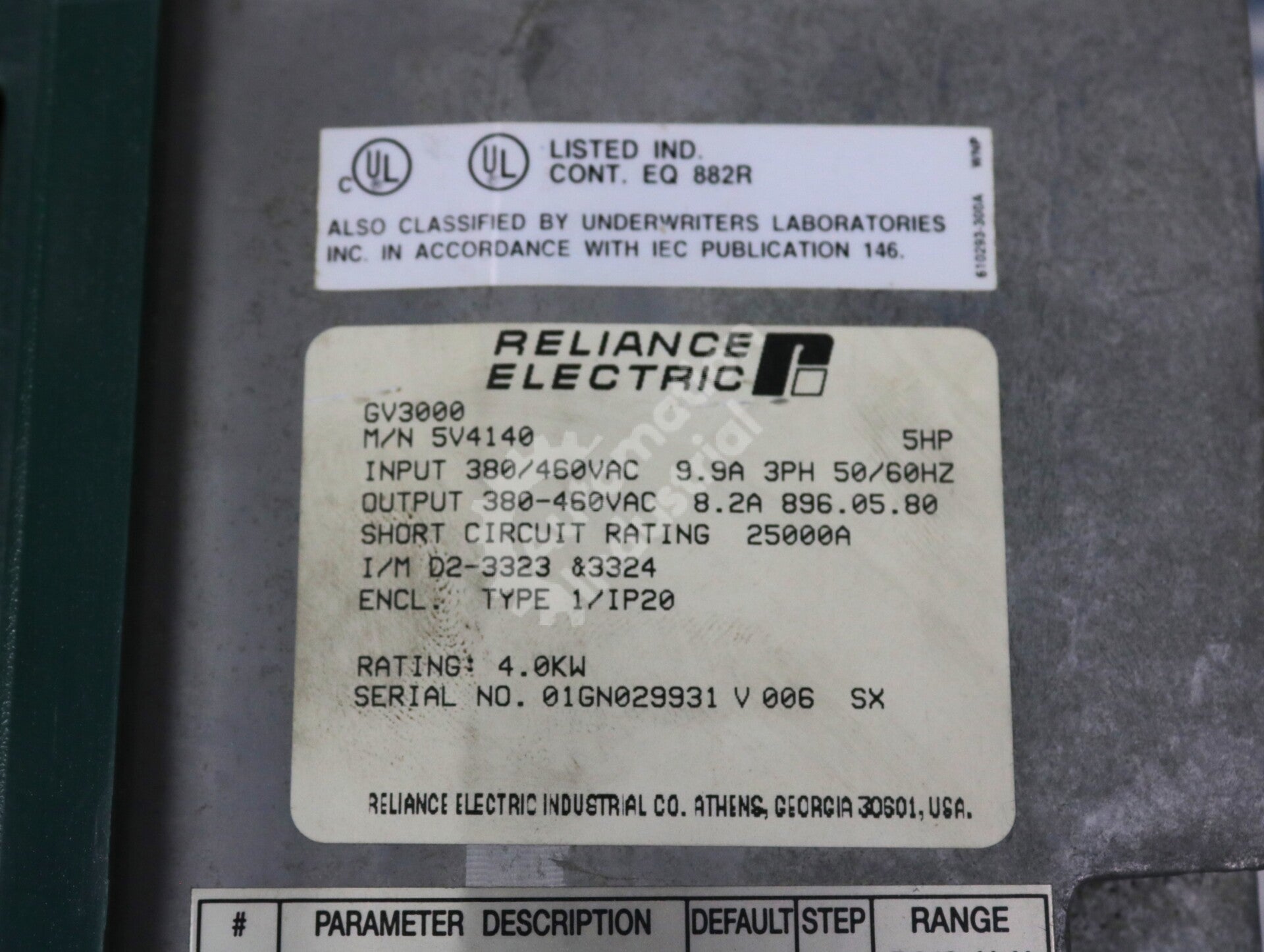 5V4140 By Reliance Electric 3 Phase 5HP AC Drive GV3000