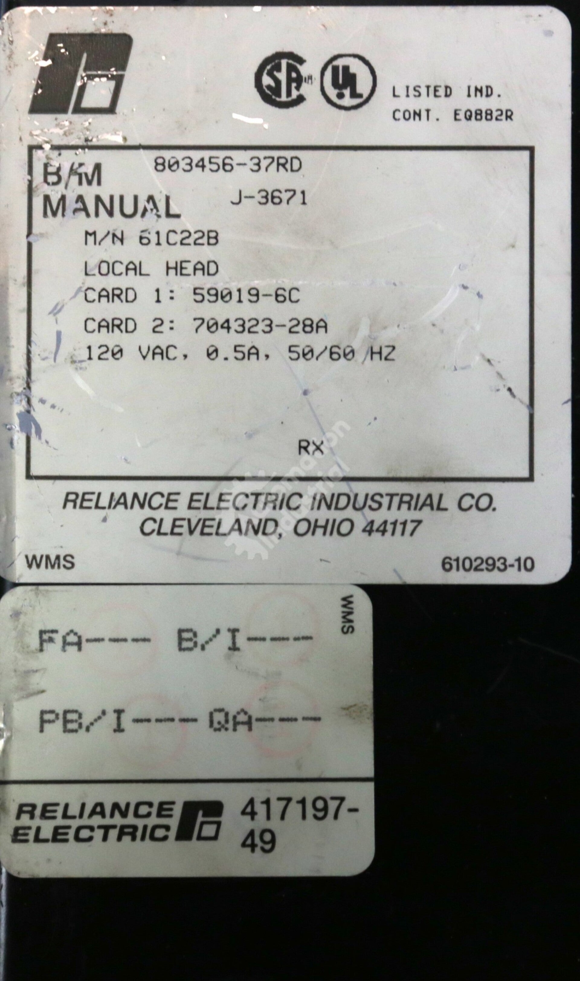 61C22B By Reliance Electric Automate 120VAC Local I/O Head Power Module