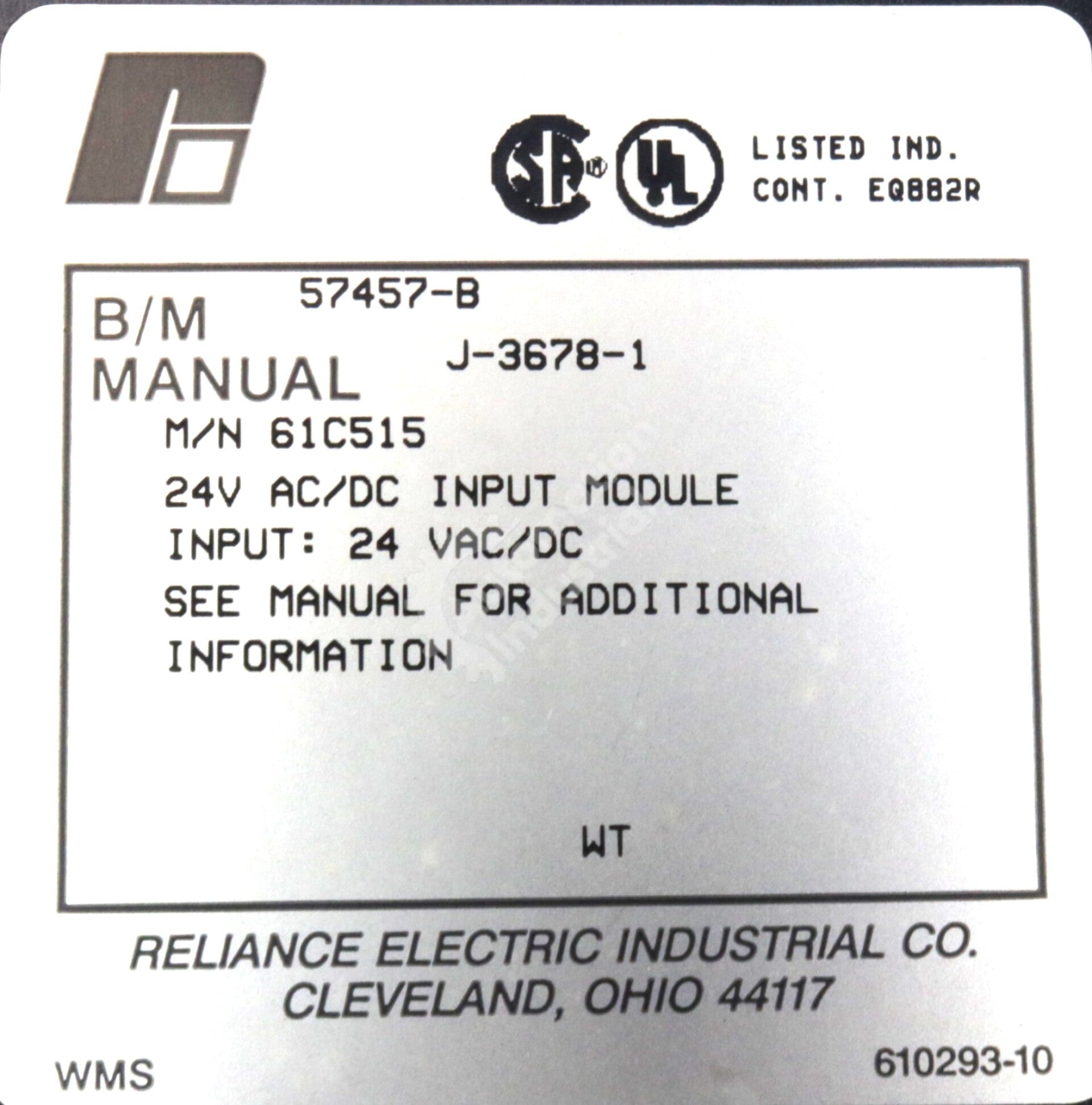 61C515 By Reliance Electric 16-Channel 24V AC/DC Input Module AutoMax