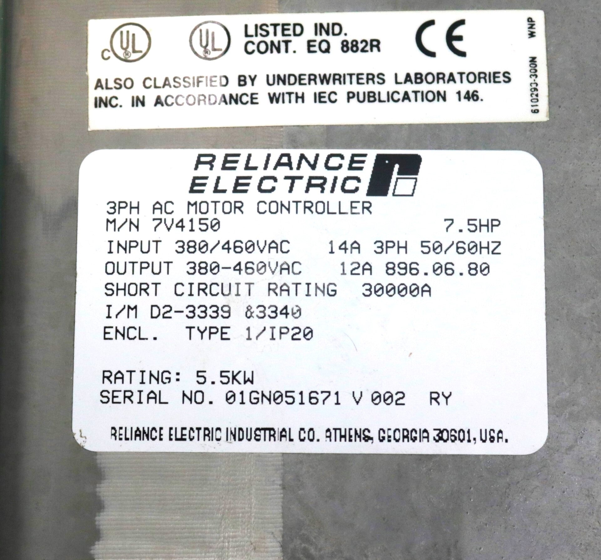 7V4150 By Reliance Electric 3 Phase 7.5HP Motor Controller GV3000 AC Drive