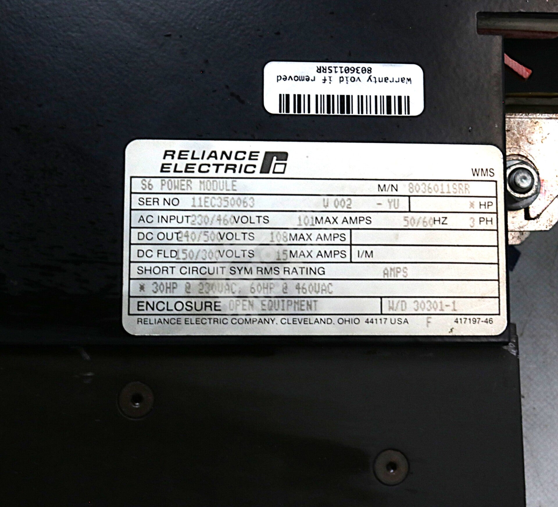 8036011SRR By Reliance Electric 3-Phase DC Power Module