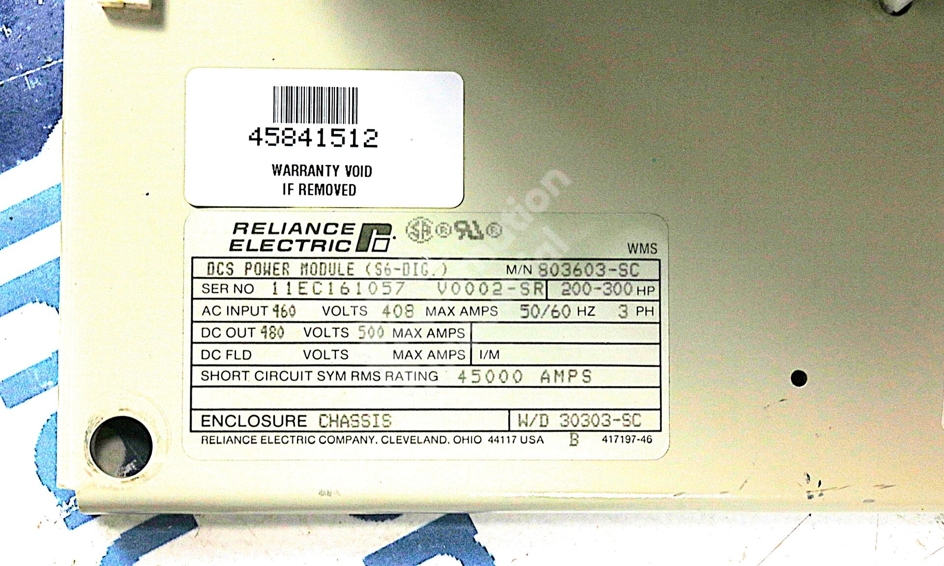 803603-SC By Reliance Electric 460V 30-60HP S6R DCS Power Module