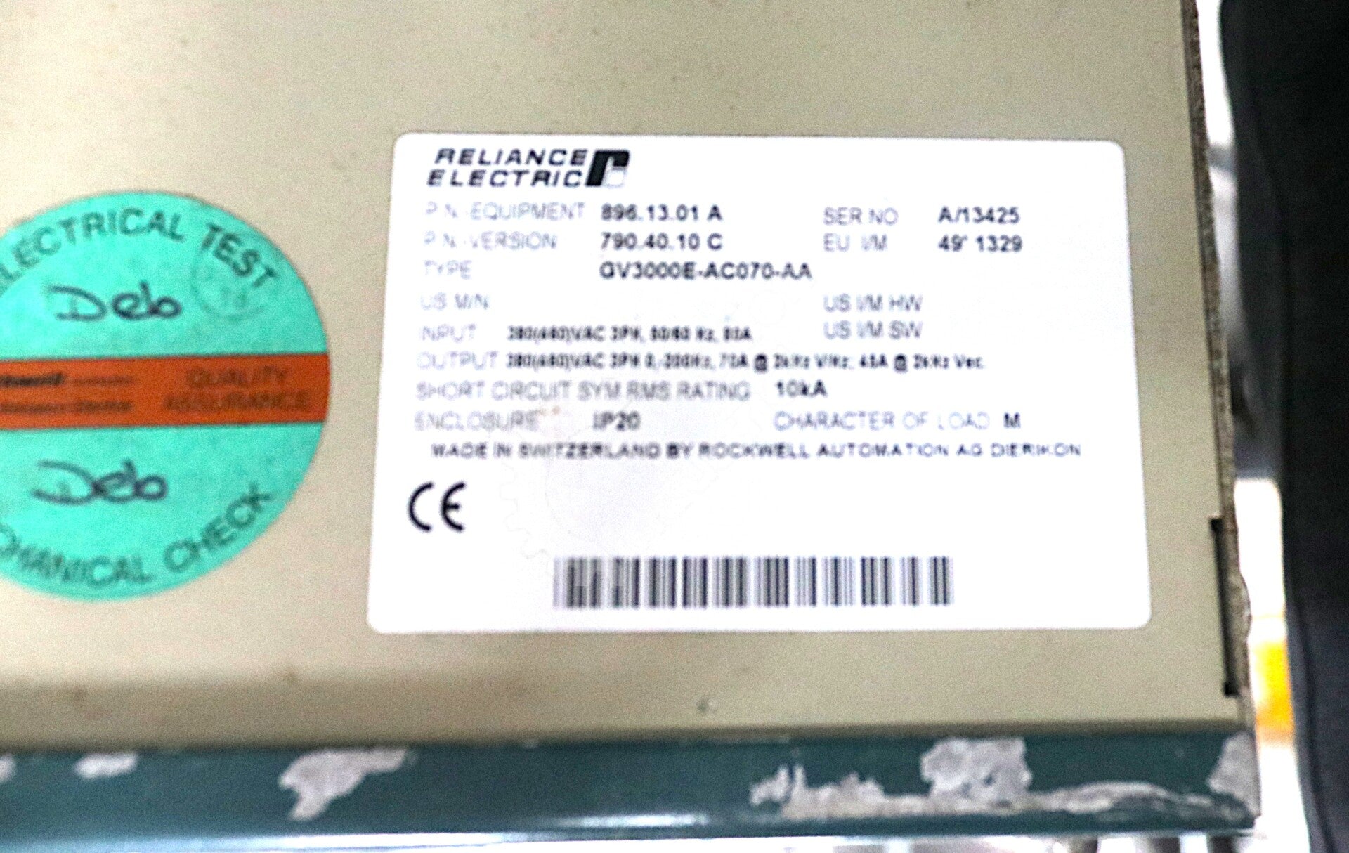 GV3000E-AC070-AA By Reliance Electric 896.13.01 A 380-460VAC 3PH AC Drive