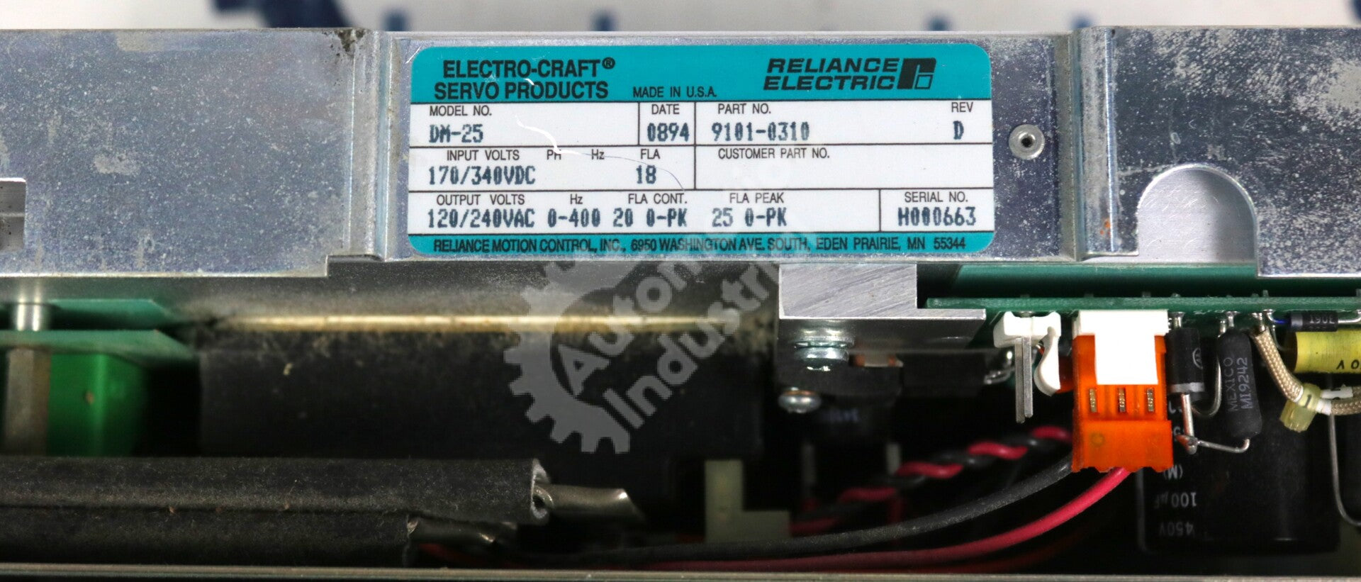 9101-0310 By Reliance Electric DM-25 Brushless Servo Drive BRU-500 Series NSFP