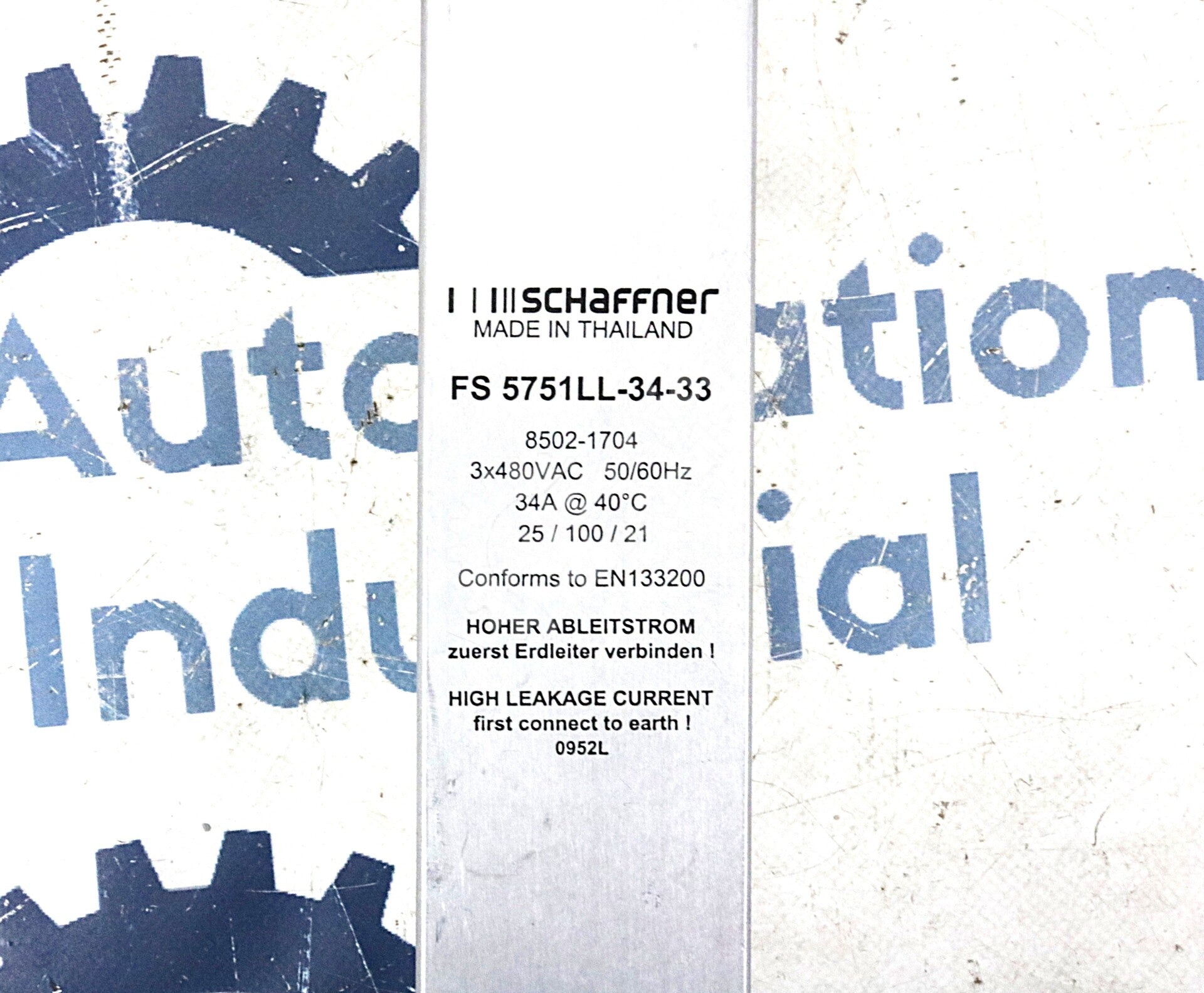 FS5751LL-34-33 By Schaffner 3x480/275V 50/60Hz Power Line Filter