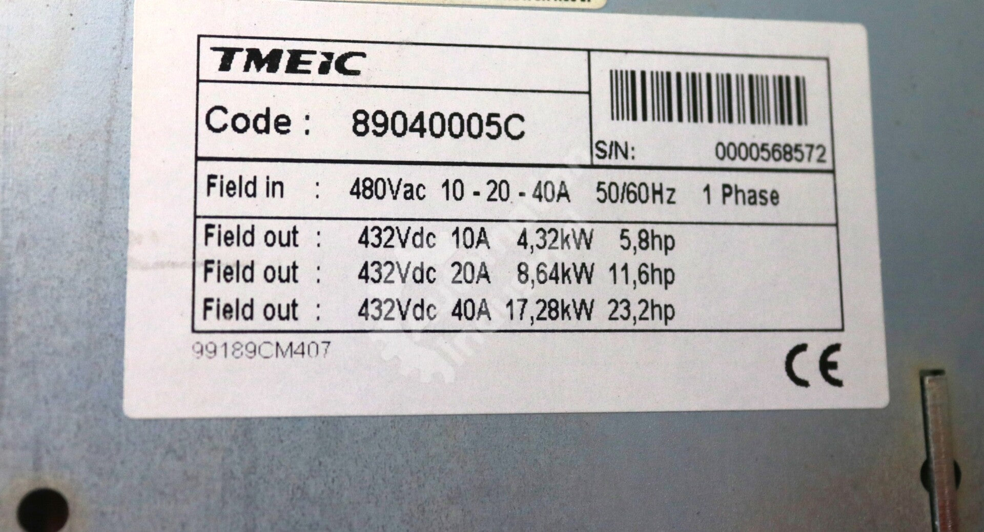 896T040B002 By TMEIC 8904005C 1 Phase AMP Field Exciter Assembly