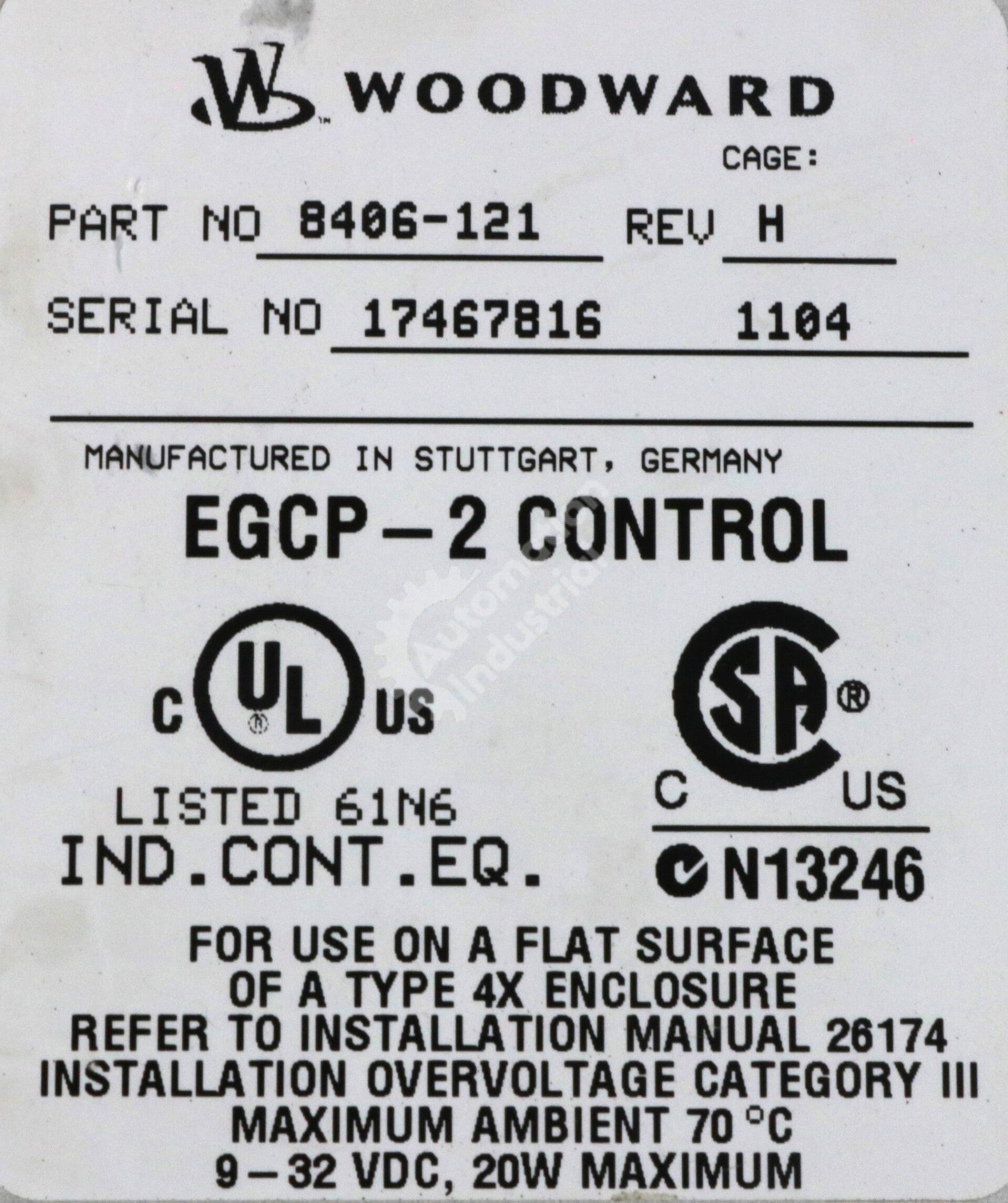 8406-121 By Woodward EGCP-2 / EGCP-2 Digital Generator Controller