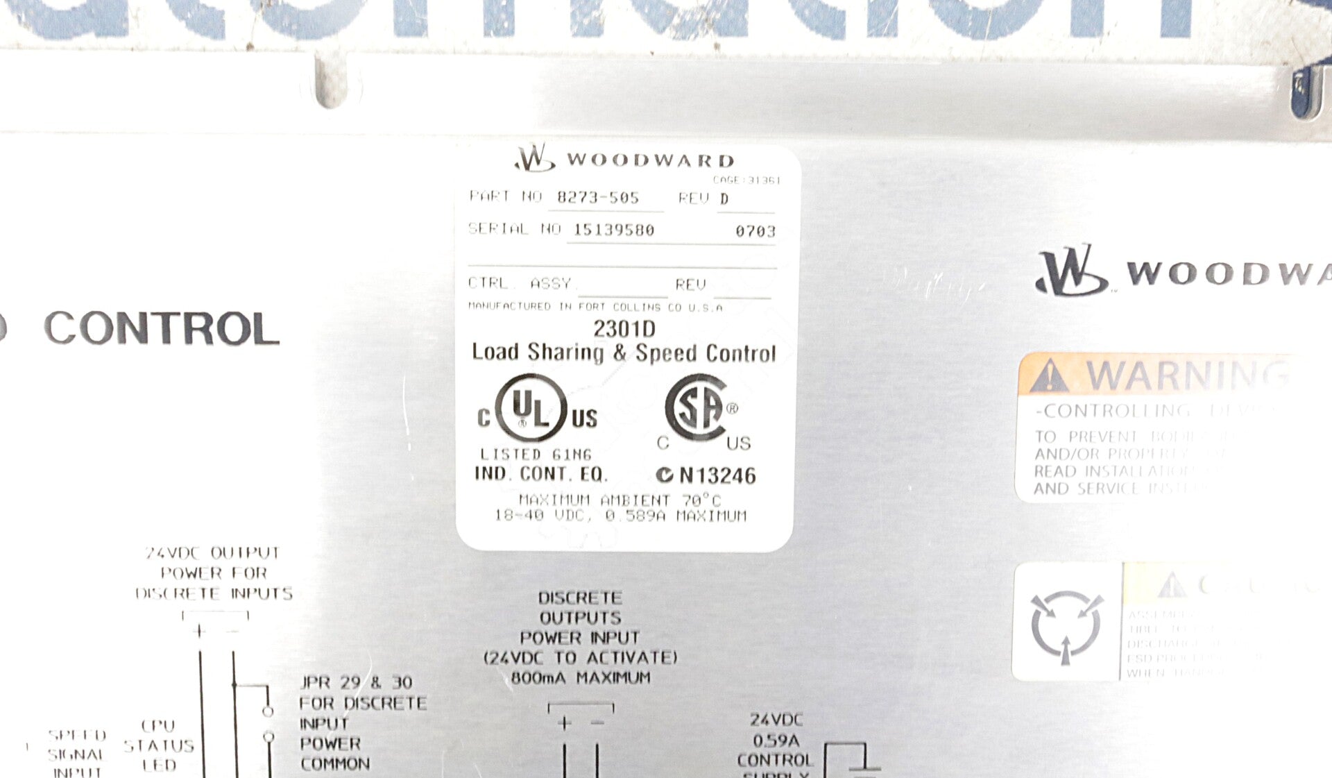8273-505 By Woodward Digital Load Sharing and Speed Control Module