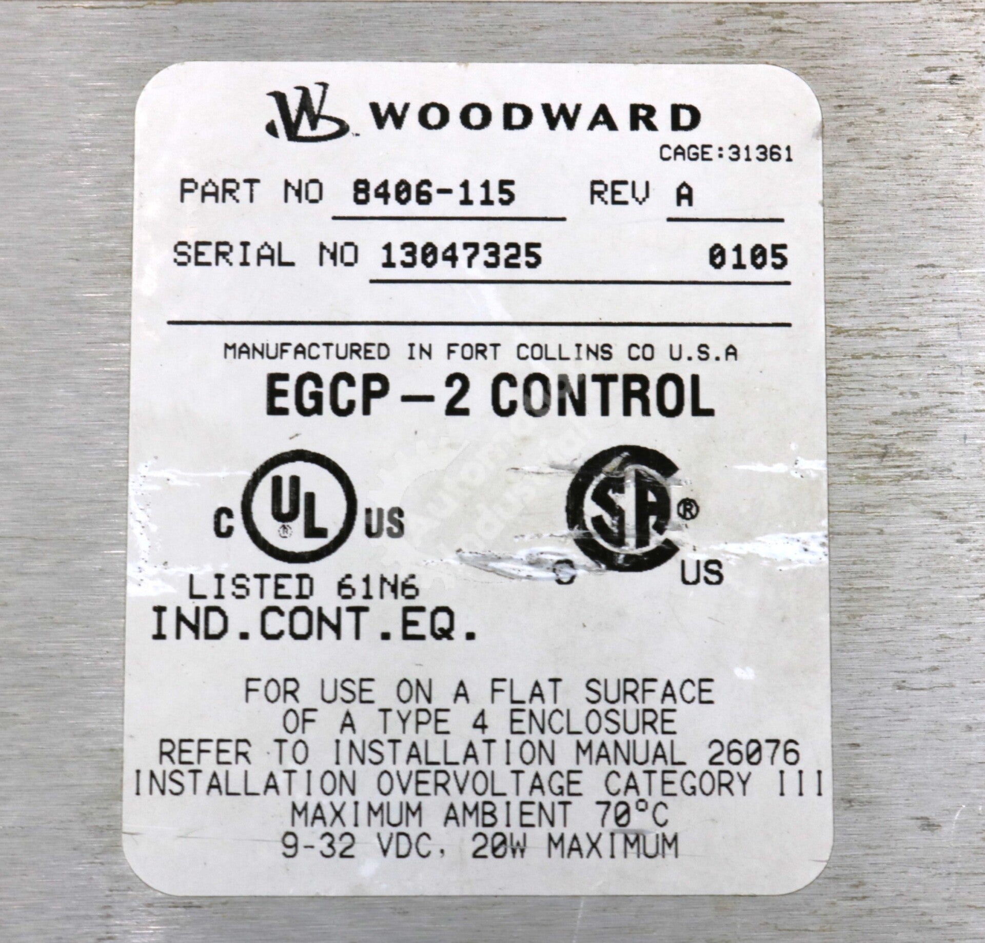 8406-115 By Woodward EGCP-2 Engine Generator Control Operator Interface Panel