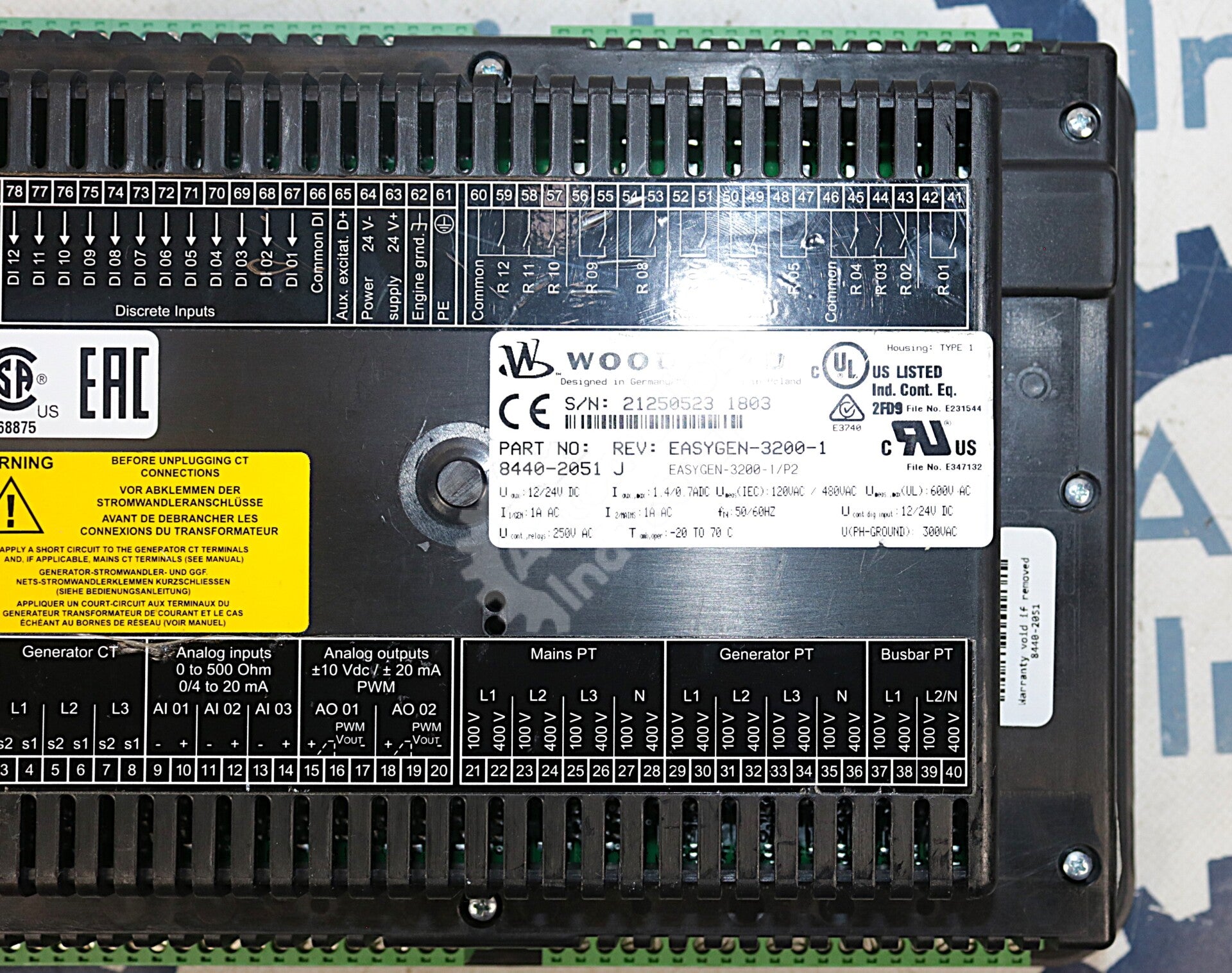8440-2051 By Woodward EasyGen-3200-1 24VDC Genset Controller Operator Interface