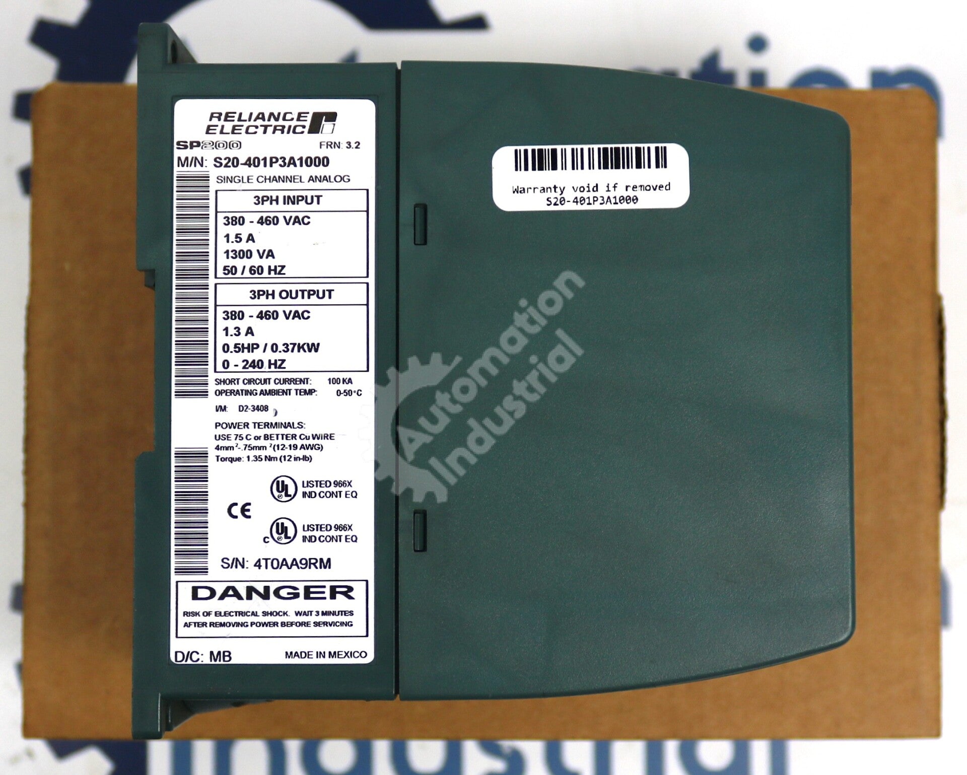 S20-401P3A1000 By Reliance Electric .5HP 3-Phase 460V Single-Chanel Drive