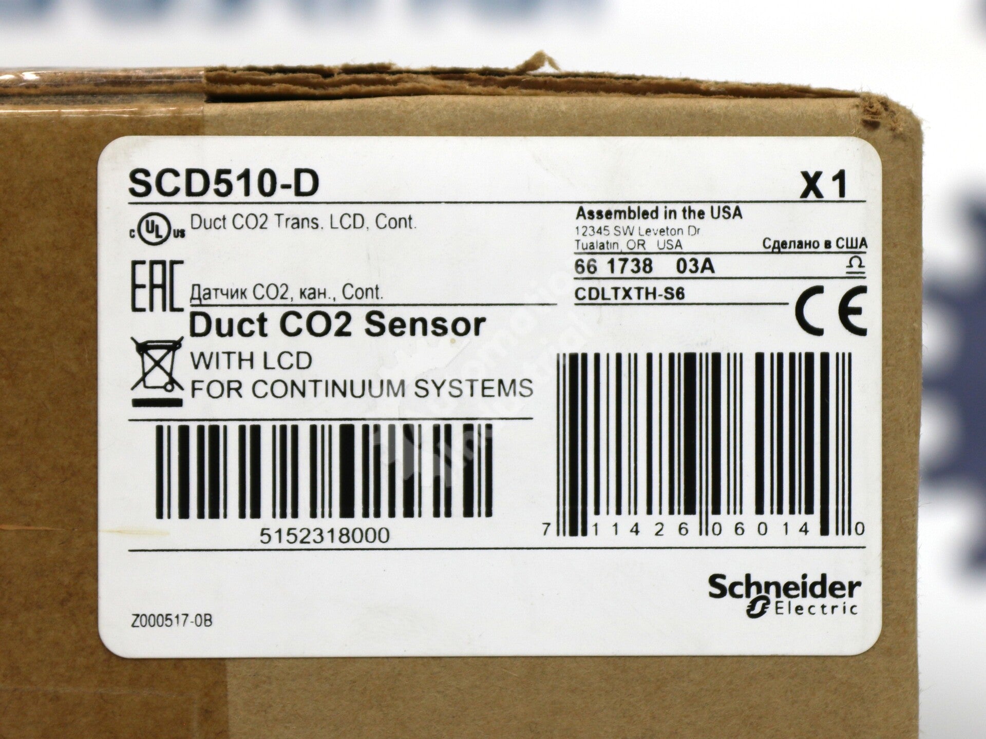 SCD510-D By Schneider Electric Air Duct Carbon Monoxide Transmitter New Sealed