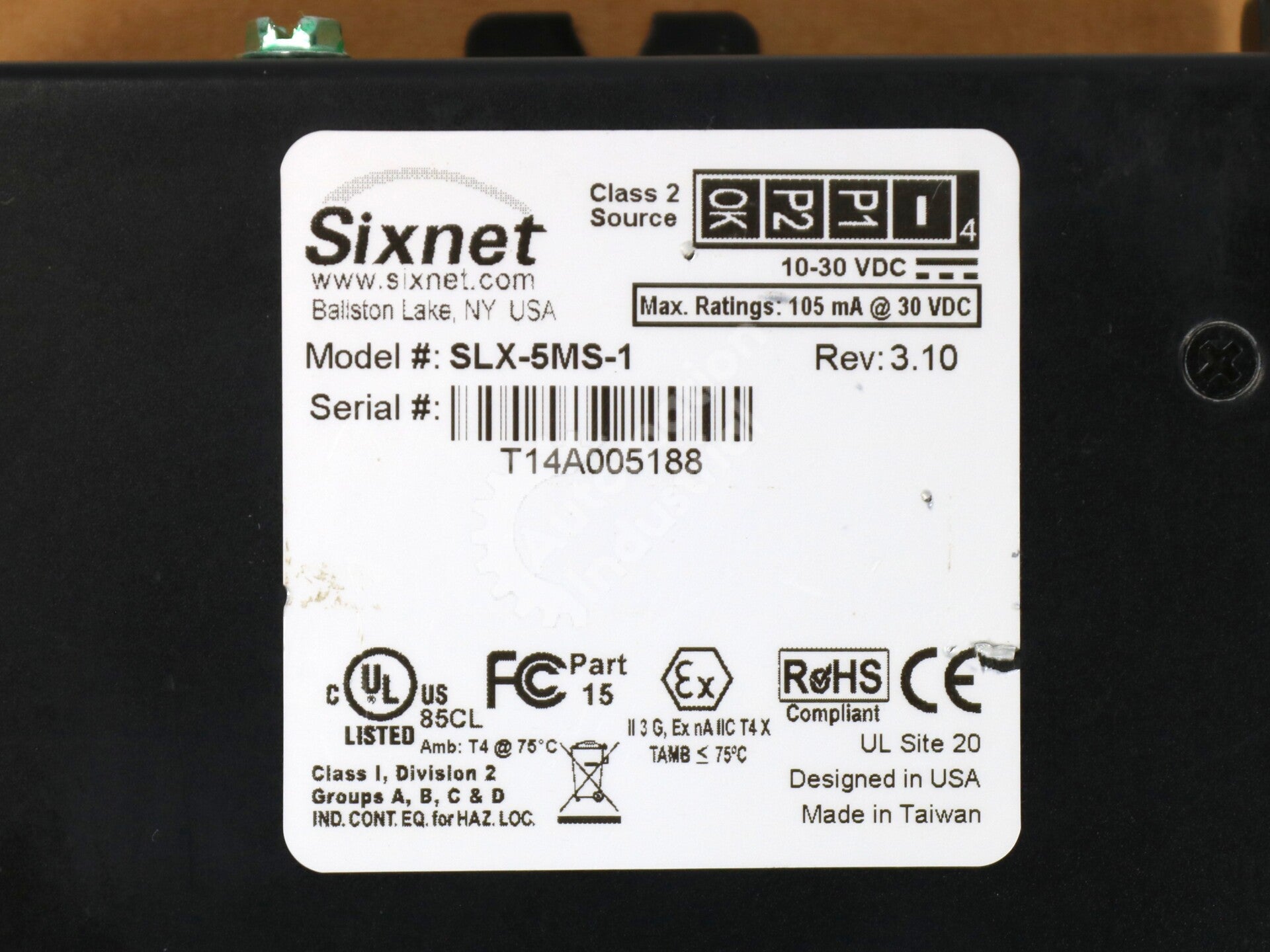 SLX-5MS-1 By By Sixnet 5-Port Managed Industrial Ethernet Switch