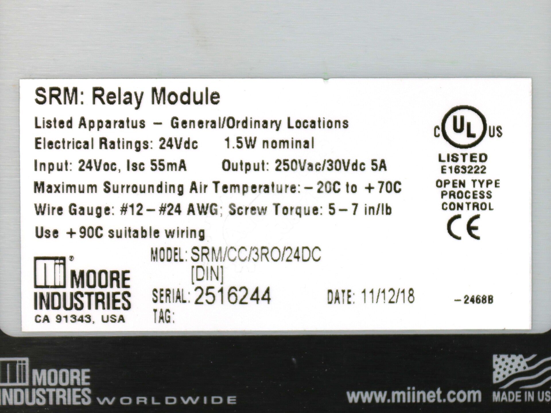 SRM/CC/3RO/24DC By Moore 3-Output 24VDC Safety Relay Module