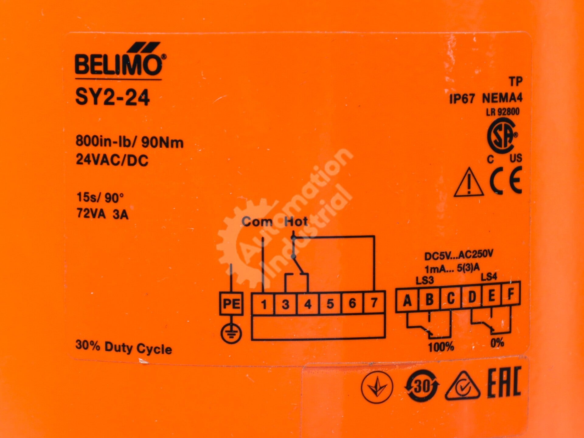 SY2-24 By Belimo 90Nm Rotary Actuator for Butterfly Valve