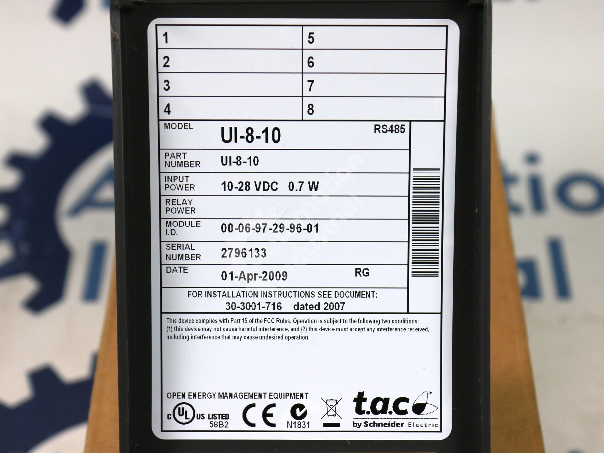 UI-8-10 By Schneider Electric UI-8 8-Universal Input Module