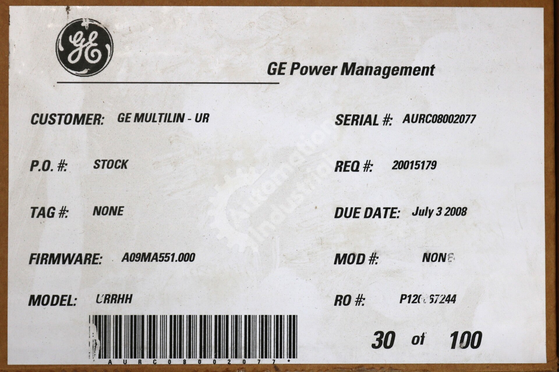 UR RHH By GE Multilin UR-RHH Power Supply Module NSFP