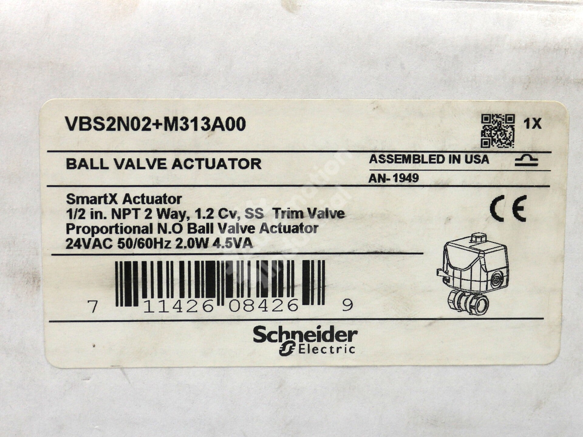 VBS2N02+M313A00 By Schneider Electric 1.2 Cv Ball Valve Actuator NSFP
