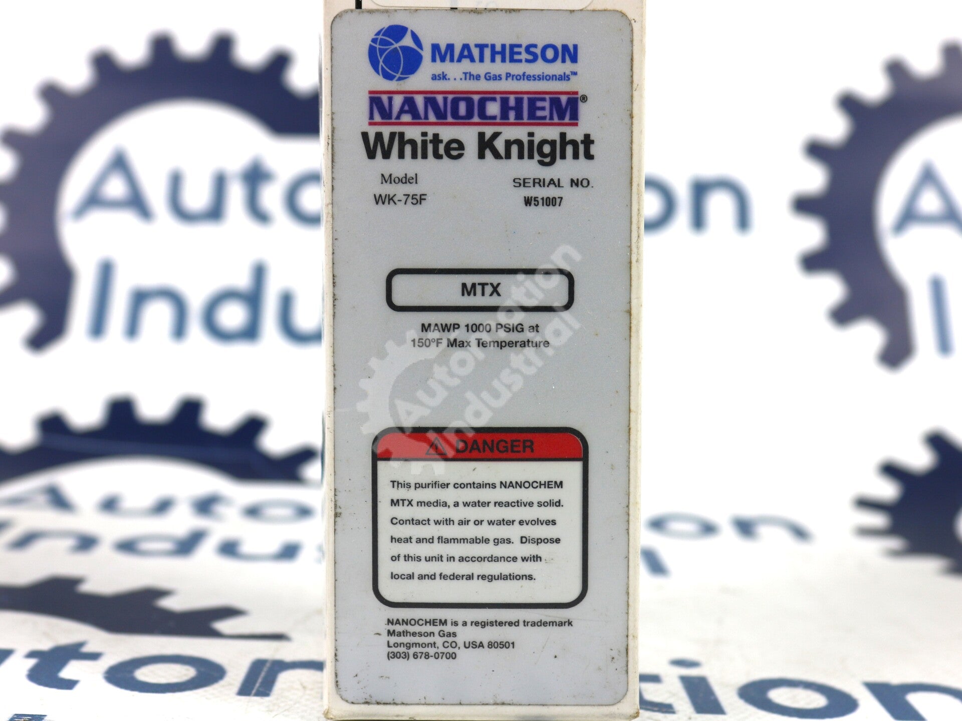 WK-75F By Matheson 5slpm 1000psig White Knight Gas Purifier