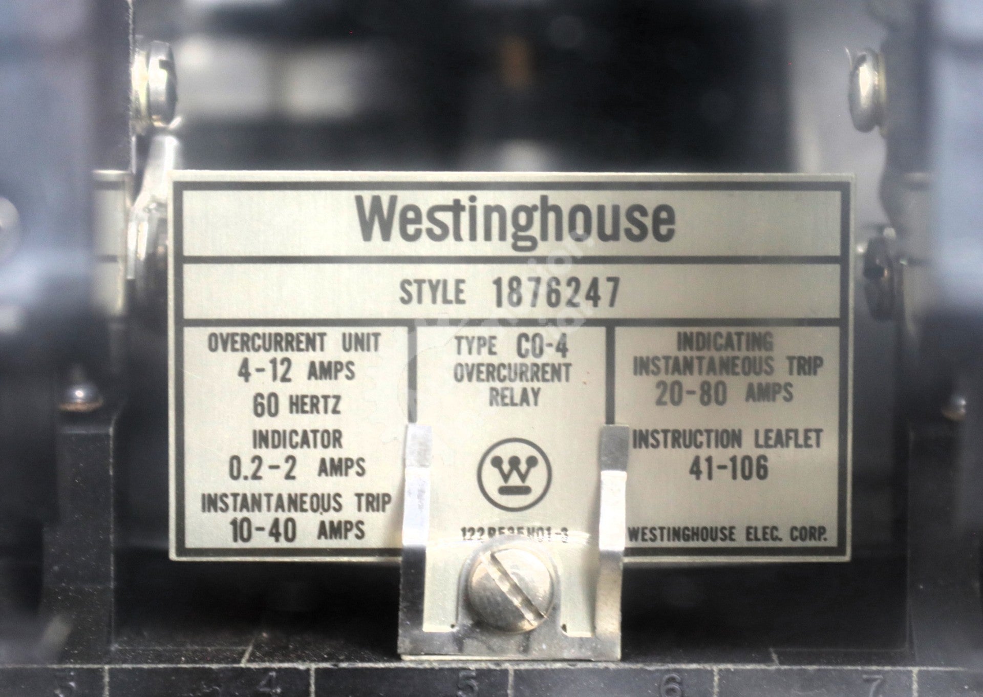 1876247 by Westinghouse C.O Overcurrent Relay CO-4 Type Relay