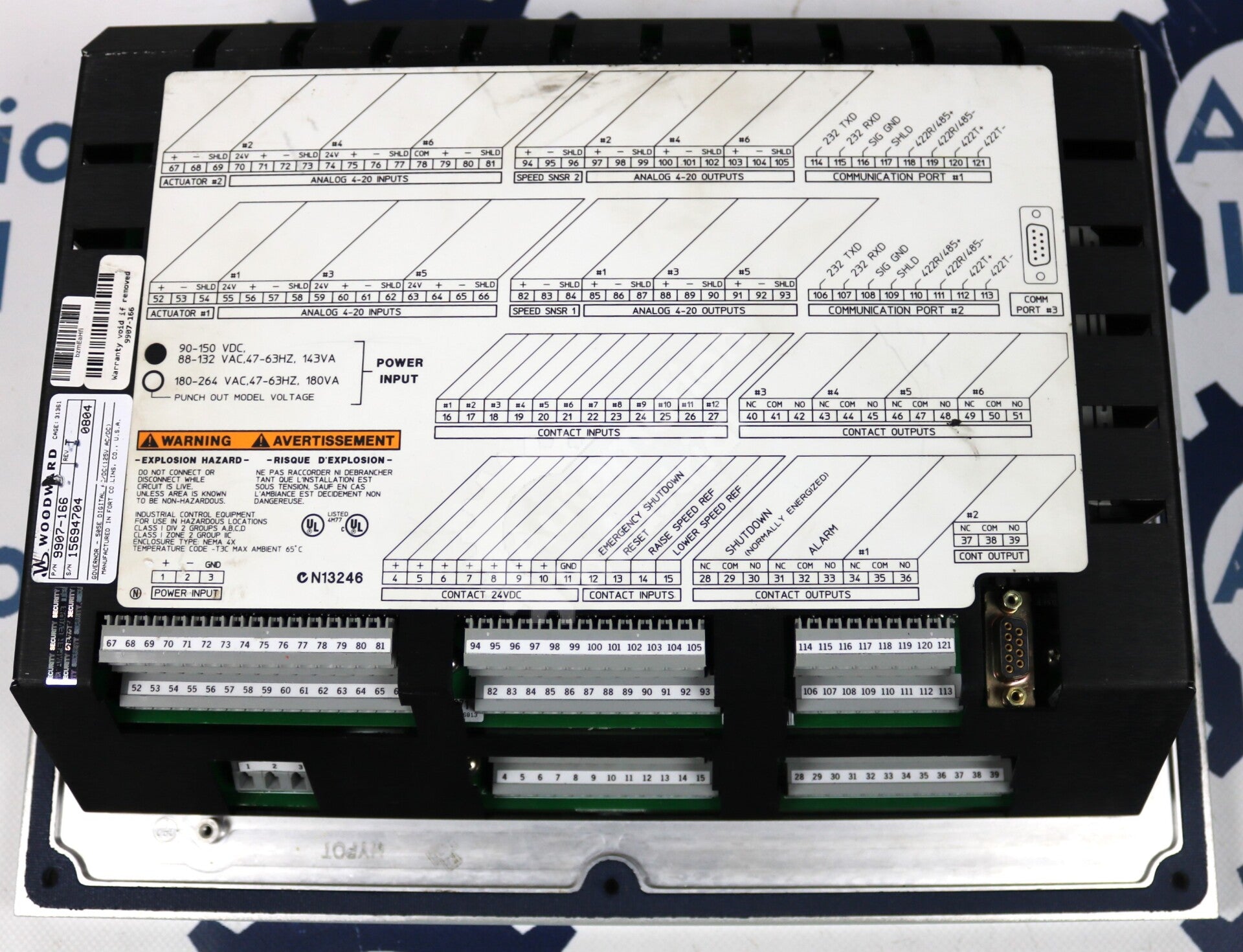 9907-166  By Woodward 125 VAC Governor Control Unit