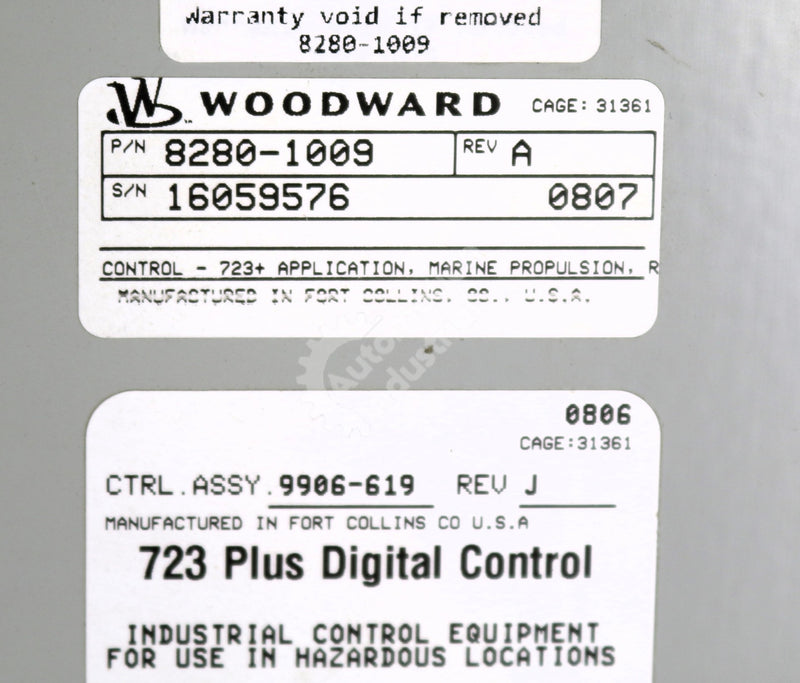 8280-1009 by Woodward Load Sharing Digital Synchronizer 723Plus Digital  Control