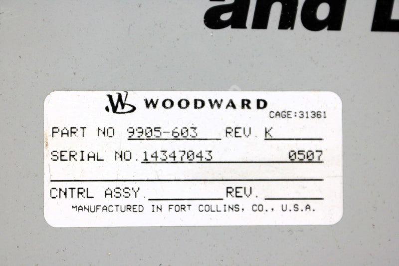 9905-603 by Woodward 3 Phase Digital Synchronizer & Load Control DSLC ...
