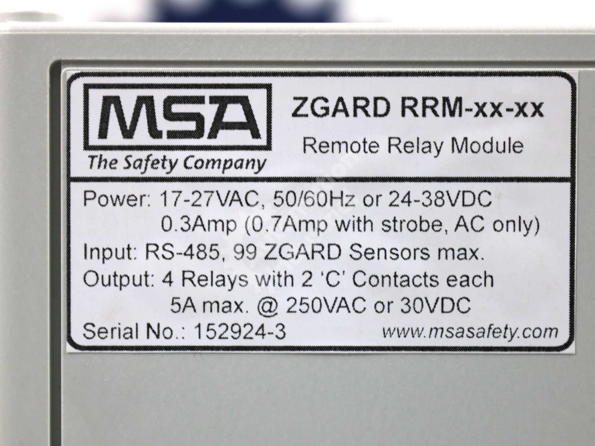 ZGARD RRM-XX-XX By MSA CX-II Remote Relay Module NSFP