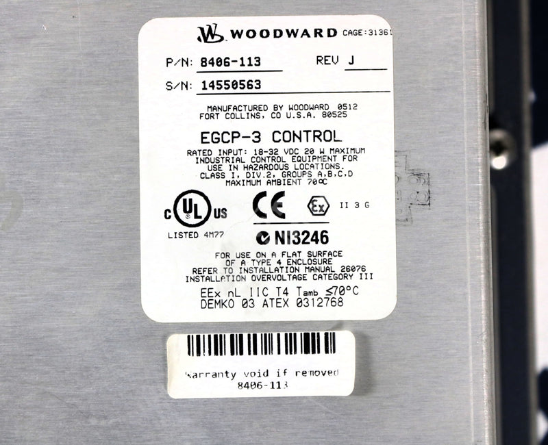 8406-113 by Woodward Dual Display MC Control Operator Interface EGCP-3 Series