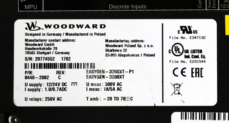 8440-2082 by Woodward EASYGEN-3200XT-P1 Engine Generator Control