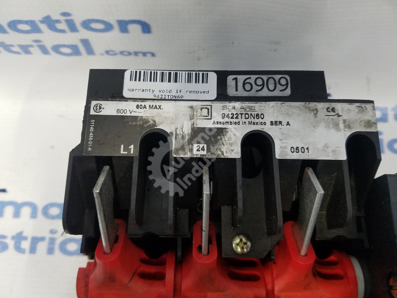 SQUARE D 9422TDN60 60 Amp 600VAC Flange Mount Disconnect Switch