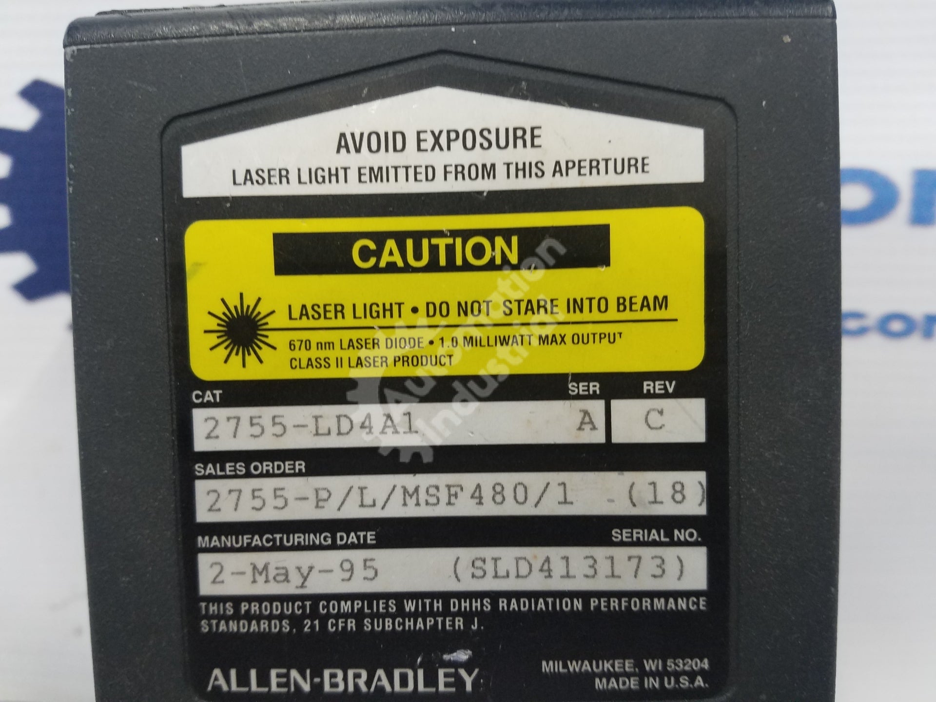 ALLEN BRADLEY 2755-LD4A1 SCANNER HIGH DENSITY SHORT RANGE