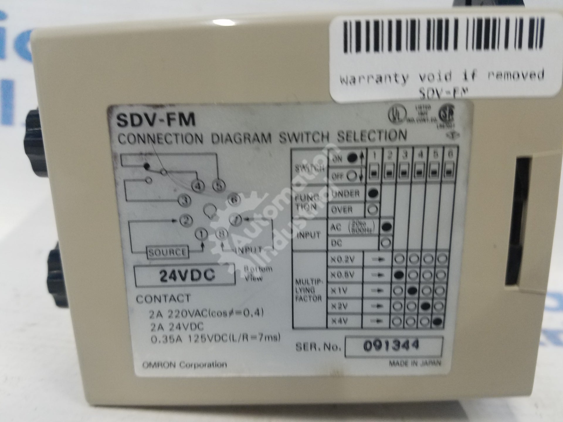 Omron SDV-FM Voltage Sensor Relay 24VDC
