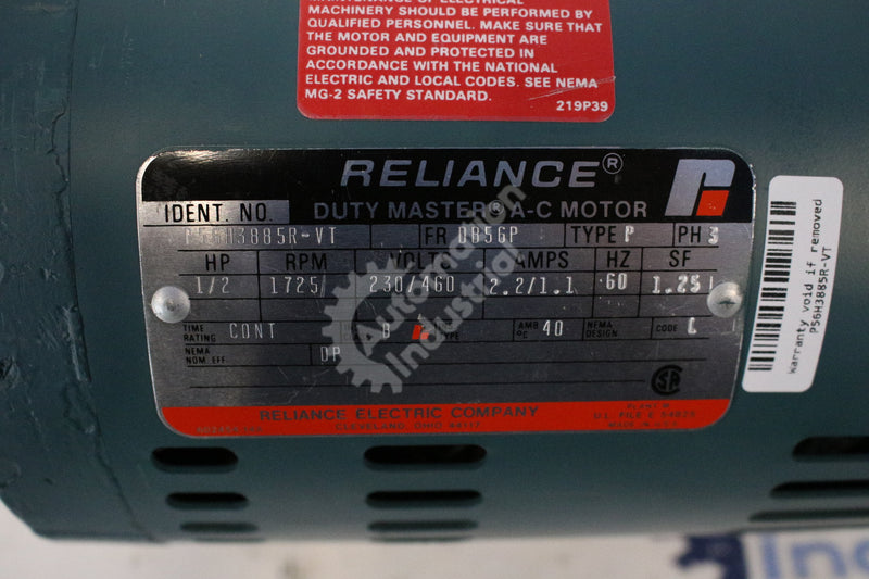 Reliance Electric P56H3885R-VT Type P 3Phase 1/2HP AC Motor