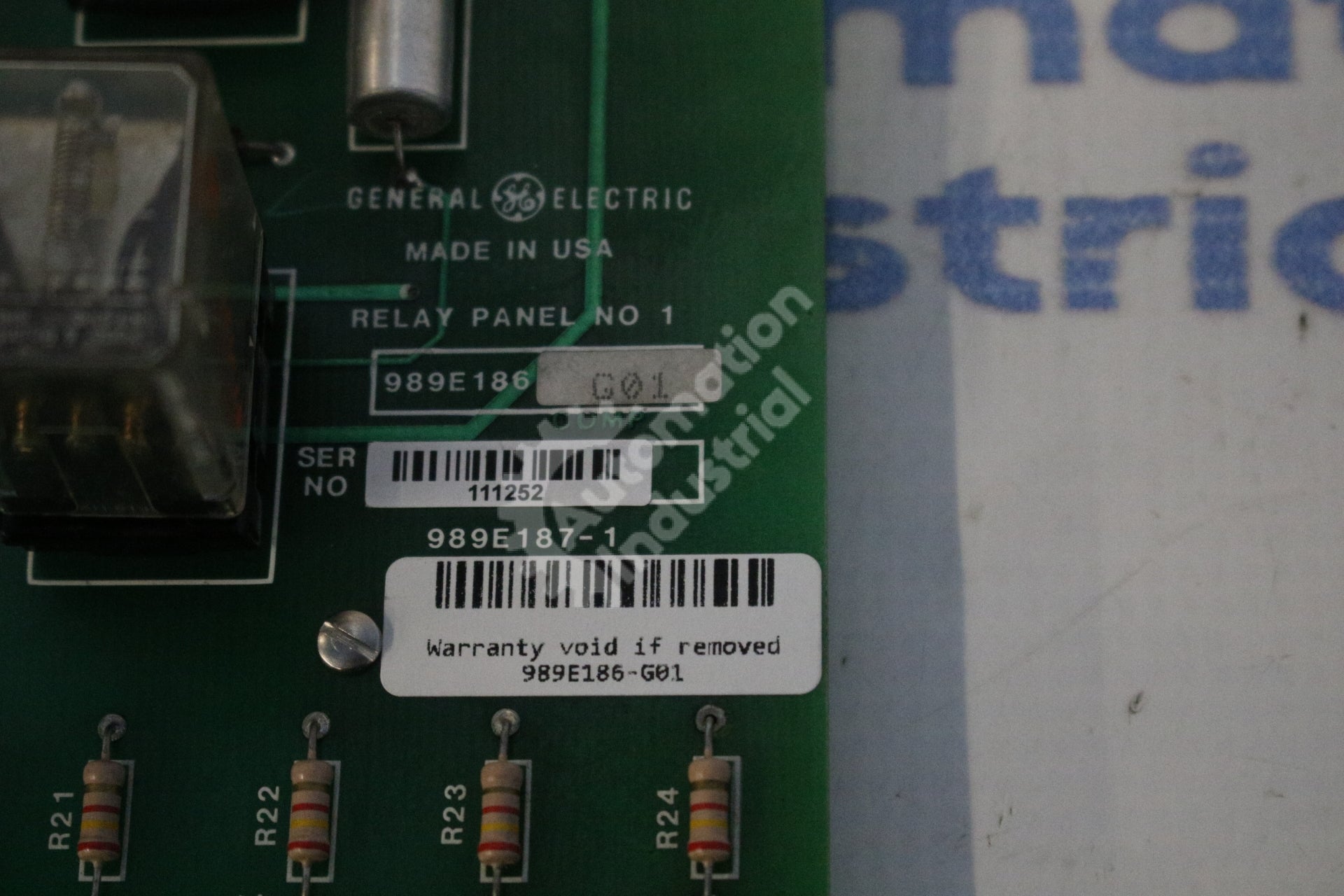 General Electric 989E186-G01 Relay Panel Board No. 1