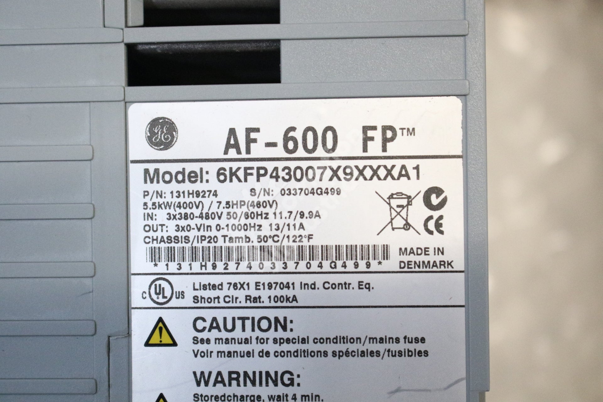 General Electric 6KFP43007X9XXXA1 131H9274 Adjustable Speed Drive
