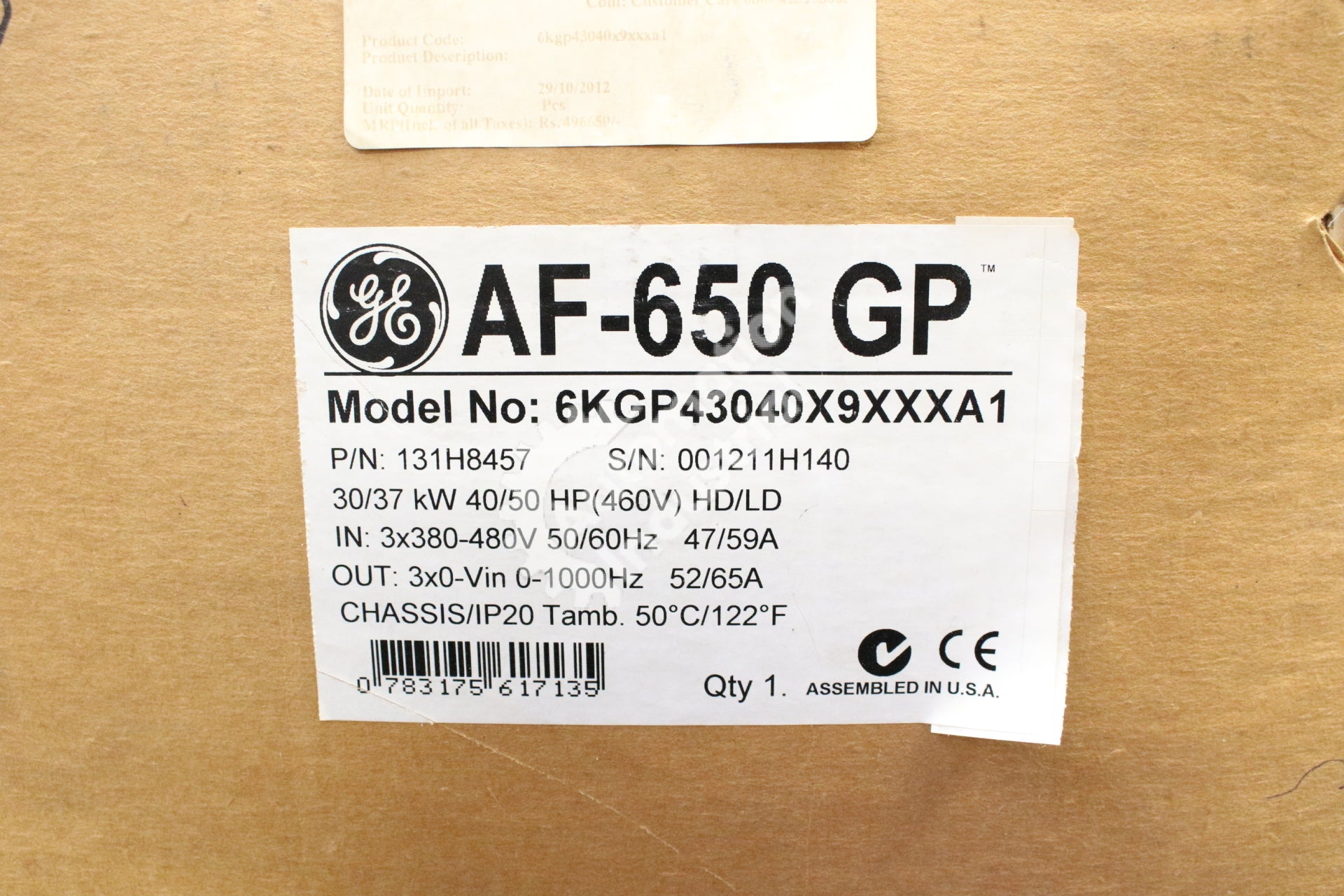 General Electric 6KGP43040X9XXXA1 131H8457 Adjustable Speed Drive NEW