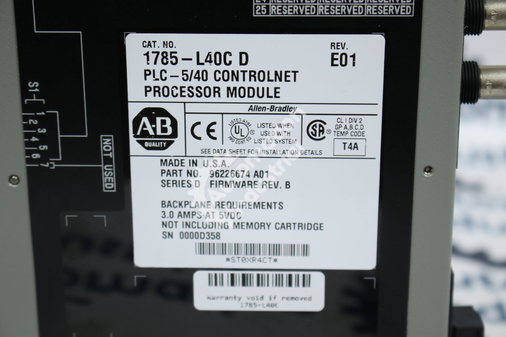 Allen-Bradley 1785-L40C Ethernet Processor Module