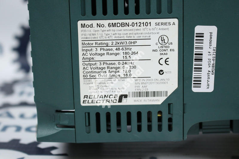 Reliance Electric 6MDBN-012101 6MD20003 3 Phase Drive