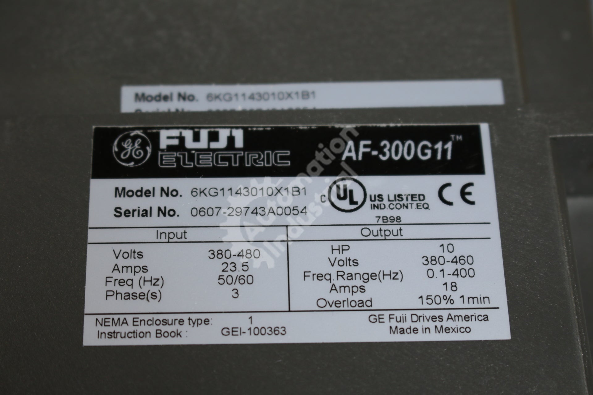General Electric GE Fuji 6KG1143010X1B1 10HP AC Drive NEW