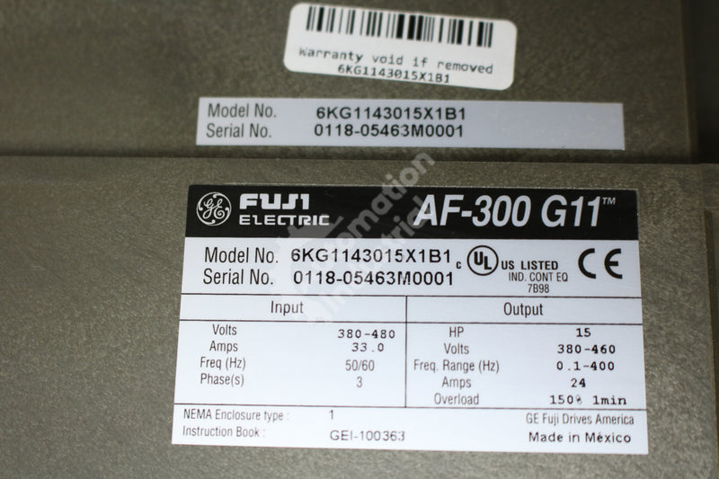 General Electric GE Fuji 6KG1143015X1B1 15HP AC Drive
