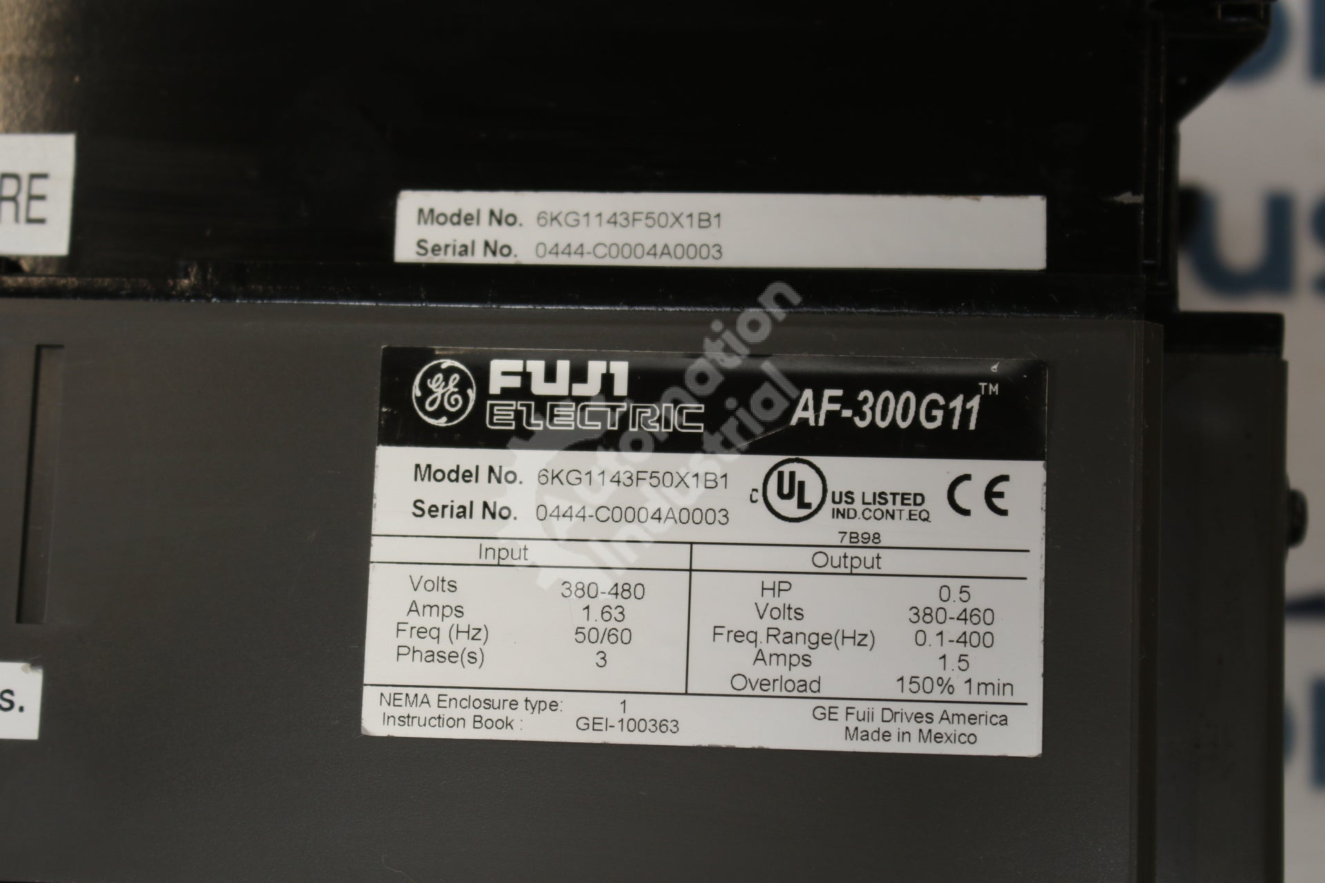 General Electric GE Fuji 6KG1143F50X1B1 .5HP AC Drive