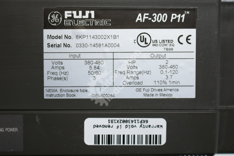 General Electric GE Fuji 6KP1143002X1B1 FRN1.5G11S-4 2HP Drive